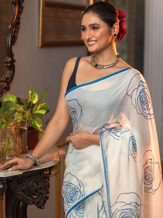 blue blossom cotton saree blue blossom cotton saree