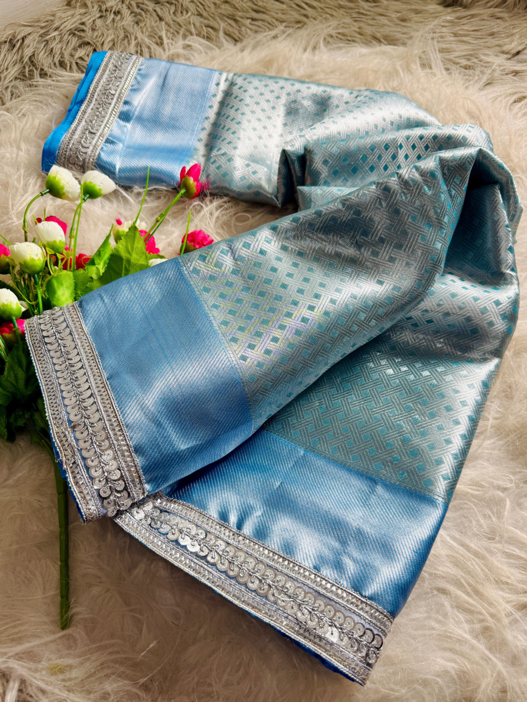 sky blue banarasi silk saree sky blue banarasi silk saree