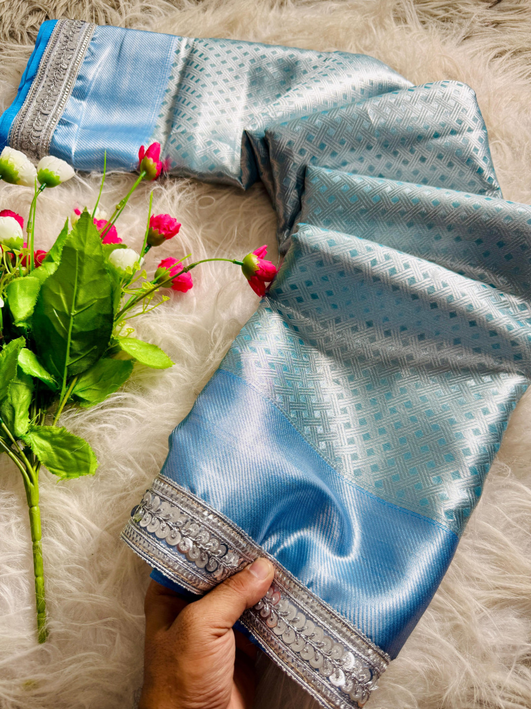 sky blue banarasi silk saree sky blue banarasi silk saree